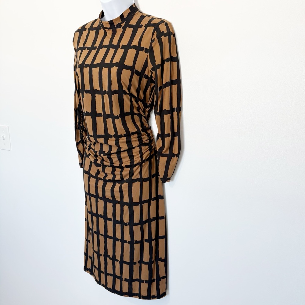 PROENZA SCHOULER White Label Grid Print Ruched Midi Dress Small - Picture 3 of 11